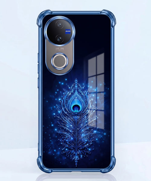 Vivo V50 5G Premium Peacock Feather Airbags Printed Back Case