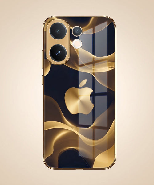 Vivo V60e 5G Luxury Wave Gold Electroplated Glass Phone Back Case