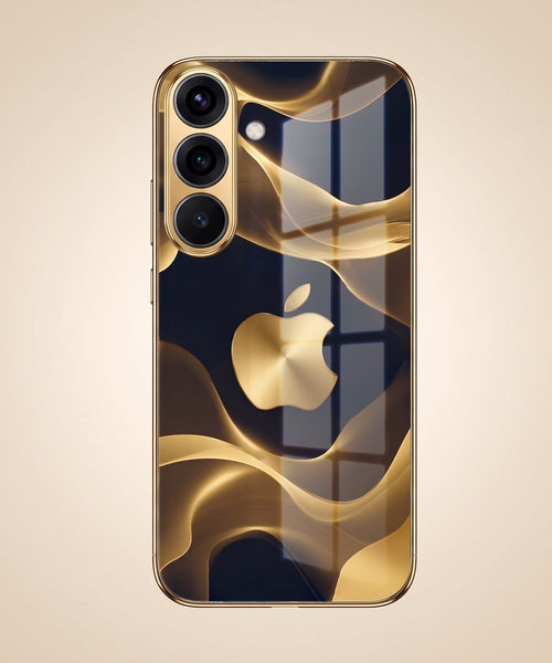 Samsung Galaxy S26 5G Luxury Wave Gold Electroplated Glass Phone Back Case