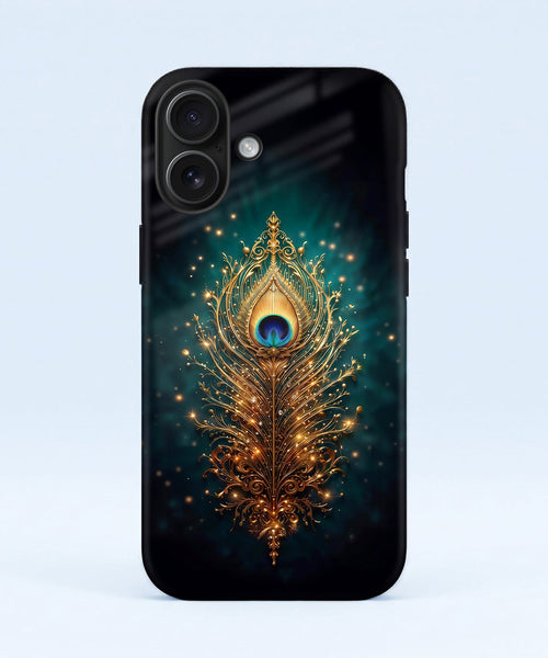 Iphone 16 5g Golden Peacock Feather Protective Cases