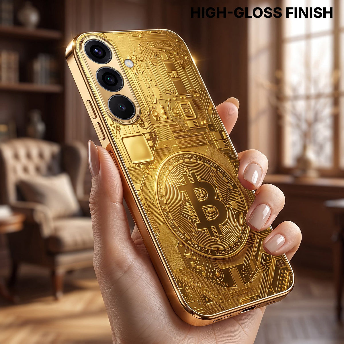 Samsung Galaxy A56 5G Bitcoin Gold Electroplated Glass Phone Back Case