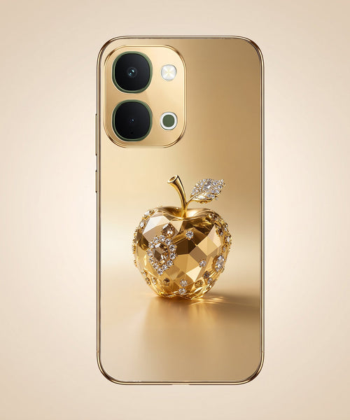 Vivo T5x 5G Golden Apple Gold Electroplated Glass Phone Back Case