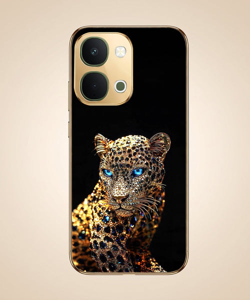 Vivo T5x 5G Panther Gold Electroplated Glass Phone Back Case