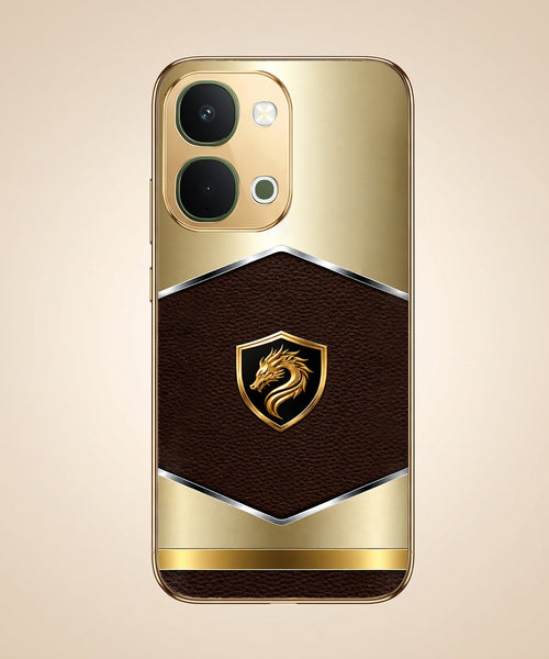 Vivo Y51 Pro 5G Dragon Crest Gold Electroplated Glass Phone Back Case