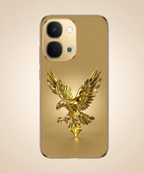 Vivo T5x 5G Golden Eagle Gold Electroplated Glass Phone Back Case