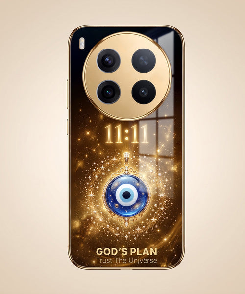 Vivo X300 Pro 5G God’s Plan Evil Eye Gold Electroplated Glass Phone Back Case