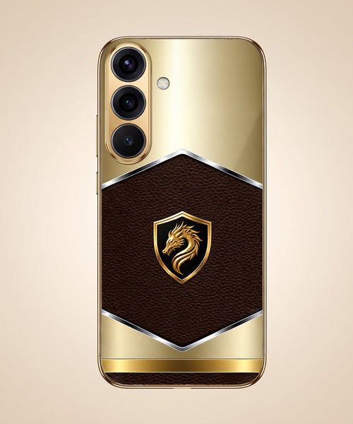 Samsung Galaxy A36 5G Dragon Crest Gold Electroplated Glass Phone Back Case