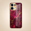 Oppo Reno 13 5G Luxury Crimson Marble Gold Electroplated Glass Phone Back Case