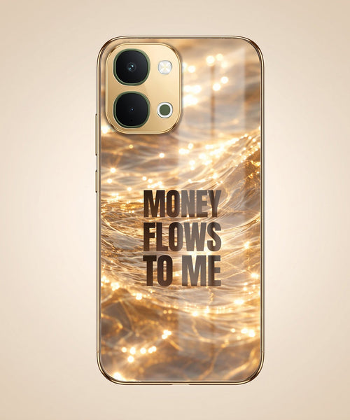 Vivo T5x 5G Money Flows To Me Gold Electroplated Glass Phone Back Case