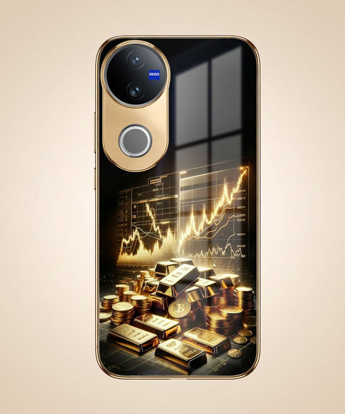Vivo V40 Pro 5G Luxury Wealth Trader Gold Electroplated Glass Phone Back Case
