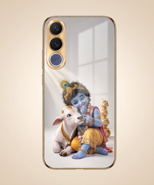 Vivo V70 FE 5G Bal Krishna Blessings Gold Electroplated Glass Phone Back Case