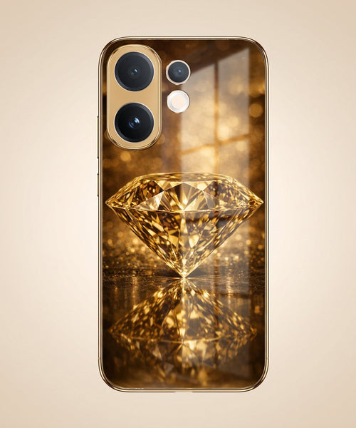 Vivo V60 5G Golden Diamond Gold Electroplated Glass Phone Back Case