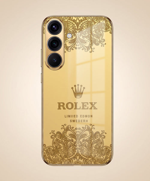 Samsung Galaxy A36 5G Rolex Crown Gold Electroplated Glass Phone Back Case