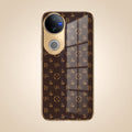 Vivo V50 5G Luxury Monogram Brown Electroplated Gold Glass Case