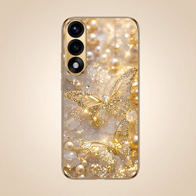 Oneplus Nord 5 5G Golden Butterfly Gold Electroplated Glass Phone Back Case