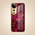 Vivo V40 Pro 5G Luxury Crimson Marble Gold Electroplated Glass Phone Back Case