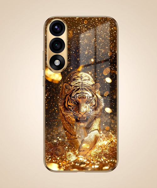 Oneplus Nord 5 5G Luxury Tiger Gold Electroplated Glass Phone Back Case