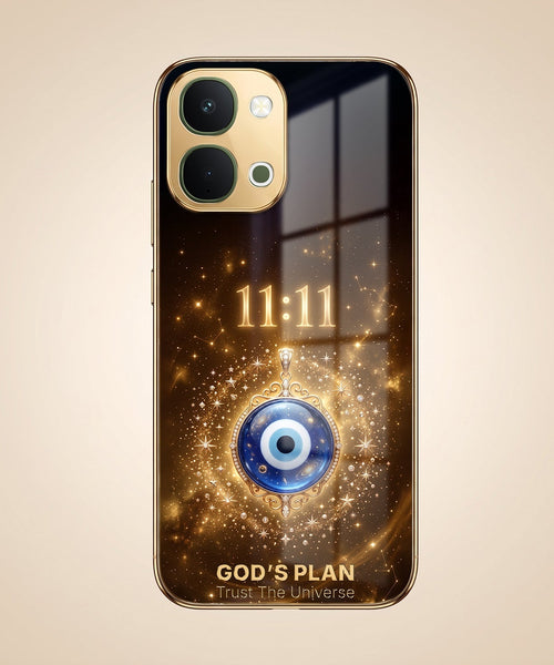 Vivo Y51 Pro 5G God’s Plan Evil Eye Gold Electroplated Glass Phone Back Case