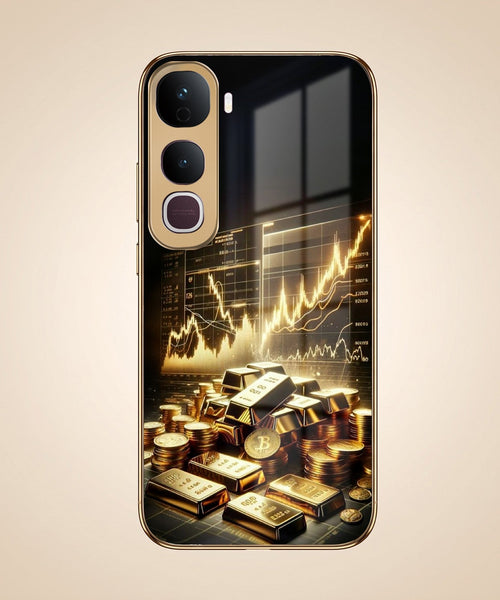 Vivo Y400 Pro 5G Luxury Wealth Trader Gold Electroplated Glass Phone Back Case