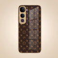 Vivo Y400 Pro 5G Luxury Monogram Brown Gold Electroplated Glass Phone Back Case