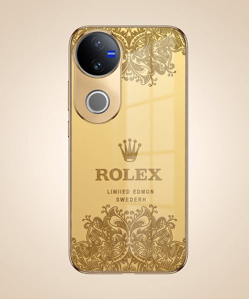 Vivo V50 5G Rolex Crown Gold Electroplated Glass Phone Back Case