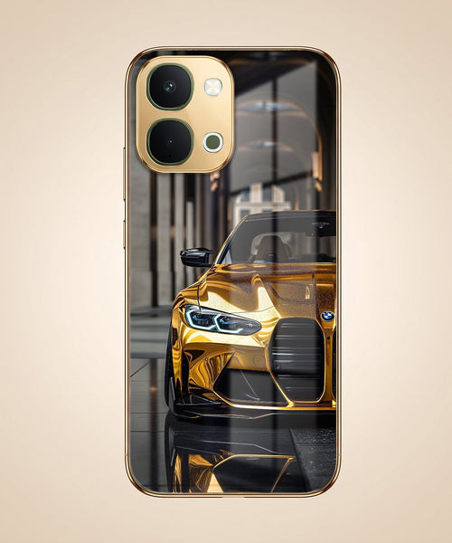 Vivo T5x 5G Golden BMW Gold Electroplated Glass Phone Back Case