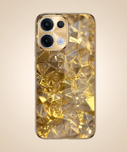 Oppo Reno 13 5G Golden Diamond Shatter Gold Electroplated Glass Phone Back Case