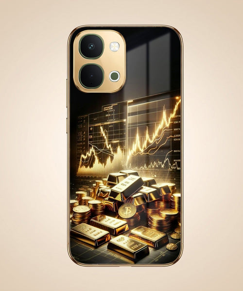 Vivo T5X 5G Luxury Wealth Trader Gold Electroplated Glass Phone Back Case