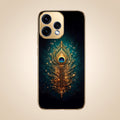Oppo Reno 15 5G Golden Peacock Feather Gold Electroplated Glass Phone Back Case