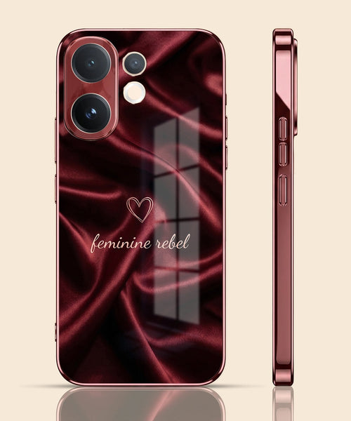Vivo V60 5G Feminine Rebel Burgundy Electroplated Glass Back Case