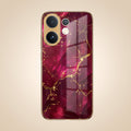 Vivo V60 5G Luxury Crimson Marble Gold Electroplated Glass Phone Back Case
