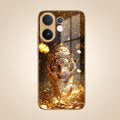 Vivo V60 5G Luxury Tiger Gold Electroplated Glass Phone Back Case