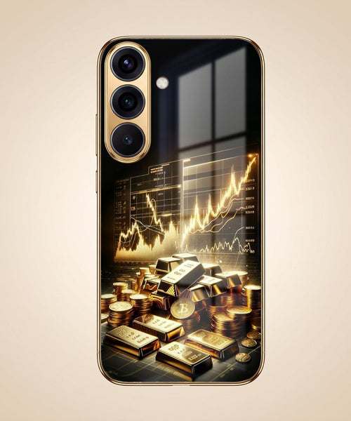 Samsung Galaxy A56 5G Luxury Wealth Trader Gold Electroplated Glass Phone Back Case