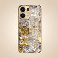 Oppo Reno 13 5G White Diamond Shatter Gold Electroplated Glass Phone Back Case