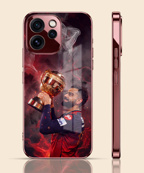 Oppo Reno 15 Pro Mini 5G Virat Kohli Burgundy Electroplated Glass Back Case