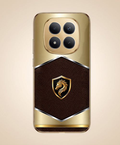 Redmi Note 15 Pro+ 5G Dragon Crest Gold Electroplated Glass Phone Back Case