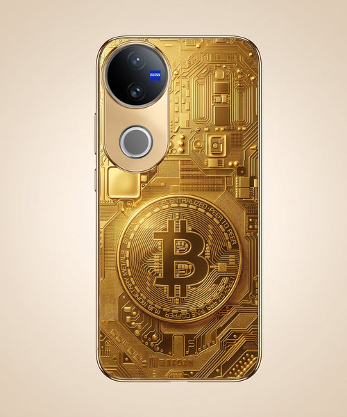 Vivo T4R 5G Bitcoin Gold Electroplated Glass Phone Back Case