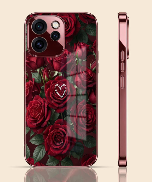 Oppo Reno 15 Pro Mini 5G Rose Heart Burgundy Electroplated Glass Back Case