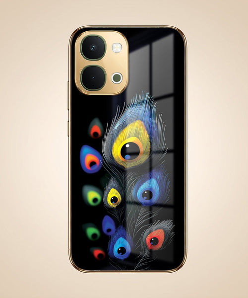 Vivo Y51 Pro 5G Multi-Feather Peacock Gold Electroplated Glass Phone Back Case