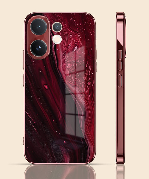 Vivo V60 5G Marble Burgundy Electroplated Glass Back Case