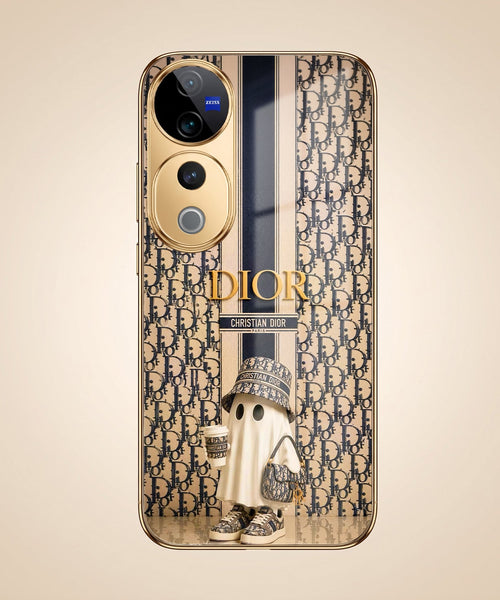 Vivo V40 Pro 5G Luxury Dior Gold Electroplated Glass Phone Back Case