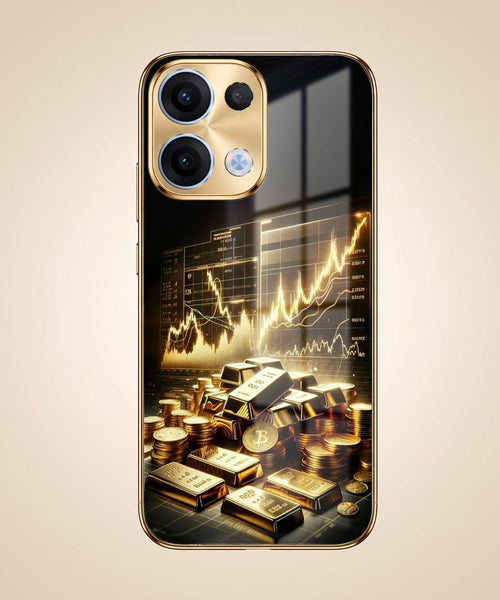 Oppo Reno 13 5G Luxury Wealth Trader Gold Electroplated Glass Phone Back Case