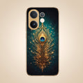 Vivo V60e 5G Golden Peacock Feather Gold Electroplated Glass Phone Back Case