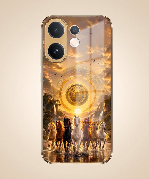 Vivo V60 5G Celestial Seven Horses Gold Electroplated Glass Phone Back Case