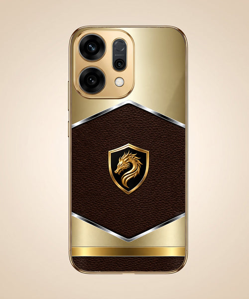 Oppo Reno 14 5G Dragon Crest Gold Electroplated Glass Phone Back Case