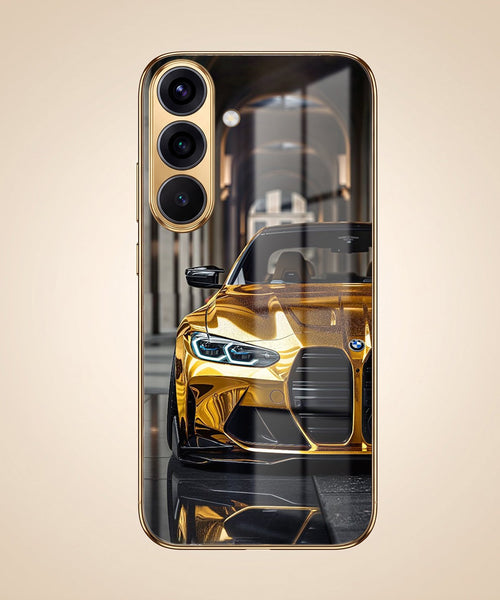 Samsung Galaxy A36 5G Golden BMW Gold Electroplated Glass Phone Back Case