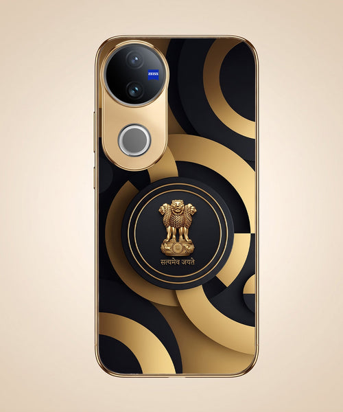 Vivo T4R 5G Royal Emblem Gold Electroplated Glass Phone Back Case