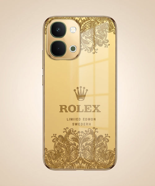 Vivo T5x 5G Rolex Crown Gold Electroplated Glass Phone Back Case