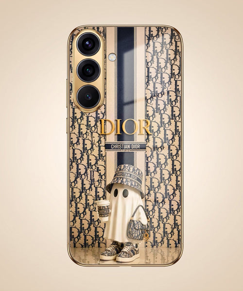Samsung Galaxy A56 5G Luxury Dior Gold Electroplated Glass Phone Back Case