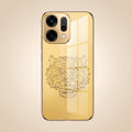 Oppo Reno 14 5G Golden Tiger Face Gold Electroplated Glass Phone Back Case